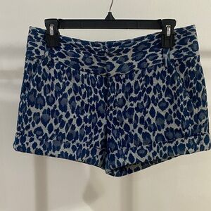 Alice + Olivia Denim Leopard Print Shorts